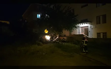 Çorum'da Park Halindeki Otomobil Alevlere Teslim Oldu Yangının Nedeni Araştırılıyor