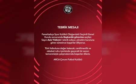ARCA Çorum Futbol Kulübü'nden Fenerbahçe Başkanı Aziz Yıldırım’a Tebrik ve Başarı Mesajı