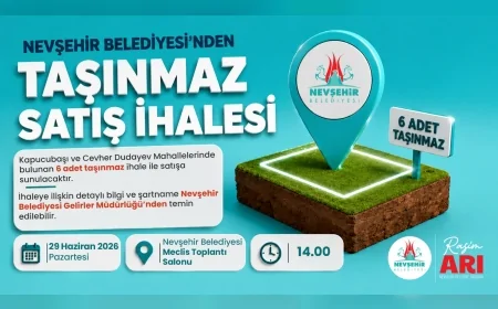 Nevşehir Belediyesi Cevher Dudayev ve Kapucubaşı Mahallelerindeki 6 Taşınmazı İhaleyle Satışa Sunacak!