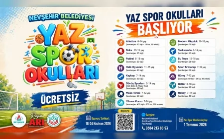 Nevşehir Belediyesi Yaz Spor Okulları İçin Kayıt Süreci Başlıyor, 15 Branşta Ücretsiz Eğitim Verilecek