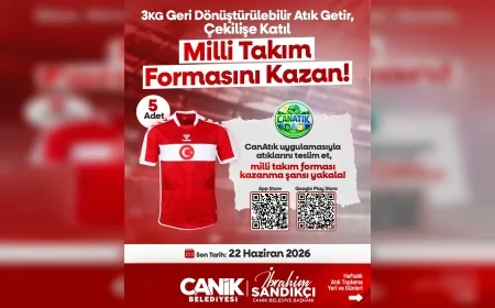 Canik Belediye Başkanı İbrahim Sandıkçı’nın öncülüğündeki kampanyada atık getiren vatandaşlara milli takım forması fırsatı