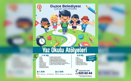 Düzce Belediyesi Çocuk Üniversitesi Yaz Okulu İçin Kayıtlar Başladı Atölyeler İki Kur Halinde Düzenlenecek