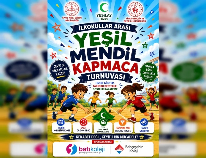 Yeşilay Sivas Şubesi ile Kamu Kurumlarından İlkokullar Arası Yeşil Mendil Kapmaca Turnuvasına Davet