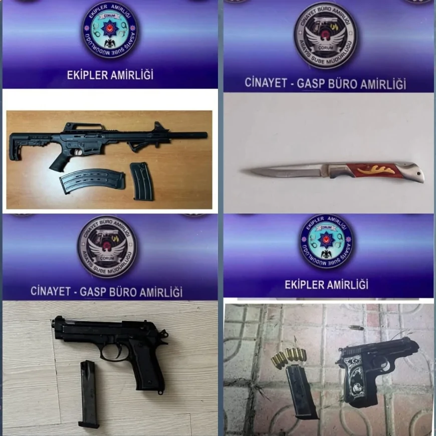 Çorum’da Bir Haftalık Asayiş Uygulamalarında Binlerce Kişi Sorgulandı Silah ve Uyuşturucu Ele Geçirildi