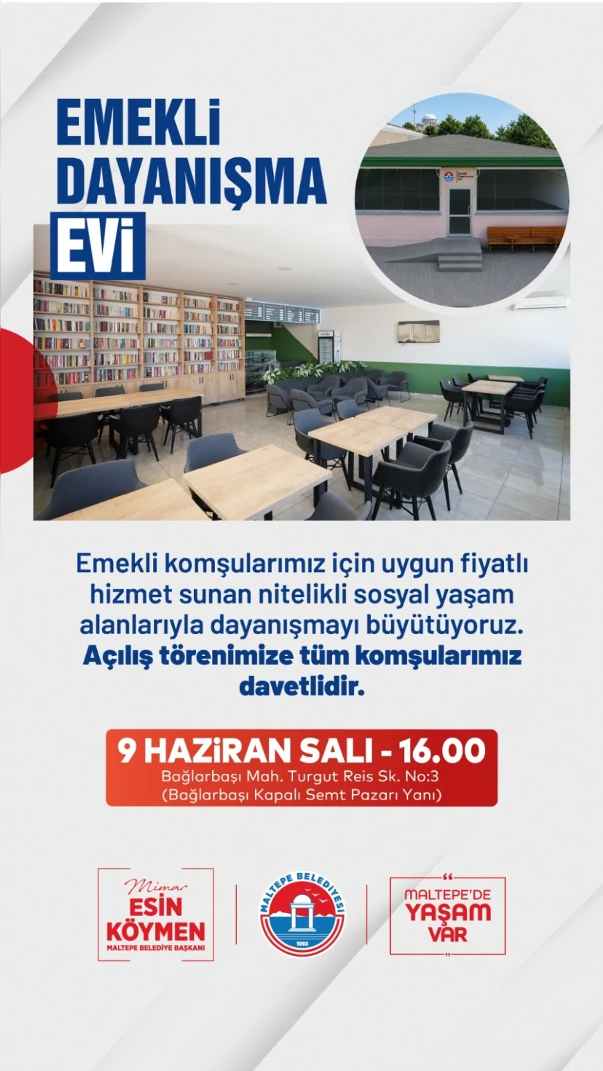 Maltepe’de Emekli Dayanışma Evi Hizmete Açılıyor, Yeni Sosyal Yaşam Alanı Kapılarını Açıyor