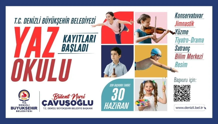 Denizli Büyükşehir Belediyesi Yaz Okulu Kayıtları Başladı Çocuklar ve Gençler İçin Eğitici ve Eğlenceli Programlar Hazırlandı