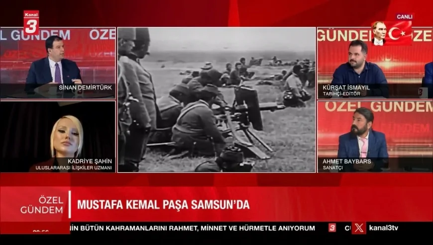 Gazeteci, Siyaset Bilimci Kadriye Şahin Kanal 3 TV yayınında gençlere seslendi Milli Mücadele ruhu ve Atatürk’ün gençliğe bıraktığı miras vurgusu yaptı