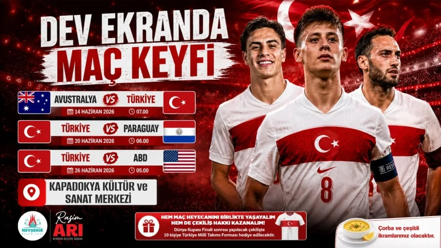 Nevşehir Belediyesi A Milli Futbol Takımı’nın Dünya Kupası Maçlarını Dev Ekranda Futbolseverlerle Buluşturacak