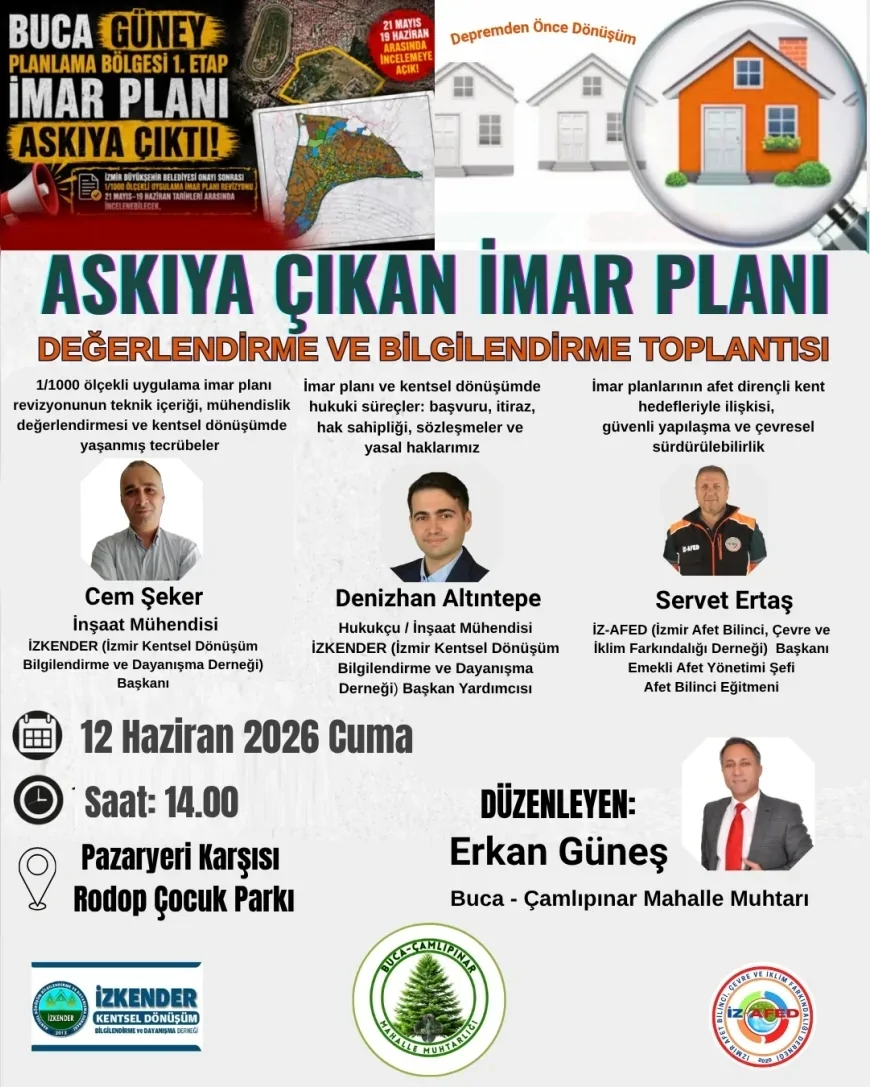 Buca Çamlıpınar Muhtarı Erkan Güneş Askıdaki İmar Planları İçin Mahalleliyi Bilgilendirdi