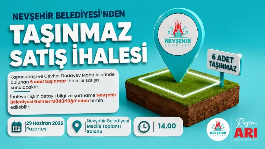 Nevşehir Belediyesi Cevher Dudayev ve Kapucubaşı Mahallelerindeki 6 Taşınmazı İhaleyle Satışa Sunacak!