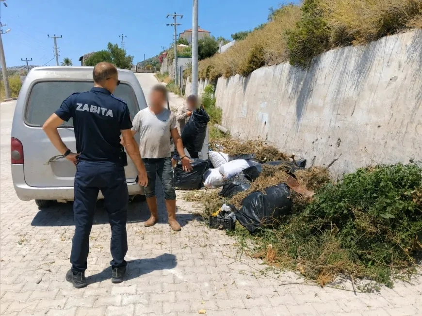 Marmaris’te Yol Kenarlarına Bahçe ve Çim Atığı Bırakanlara Cezai İşlem Uygulandı
