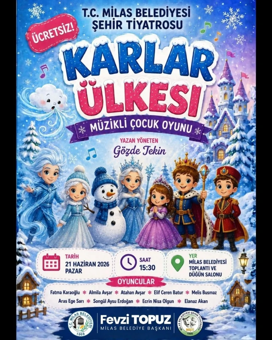 Milas Belediyesi Çocukları Hafta Sonunda Üç Farklı Tiyatro Oyunuyla Buluşturacak