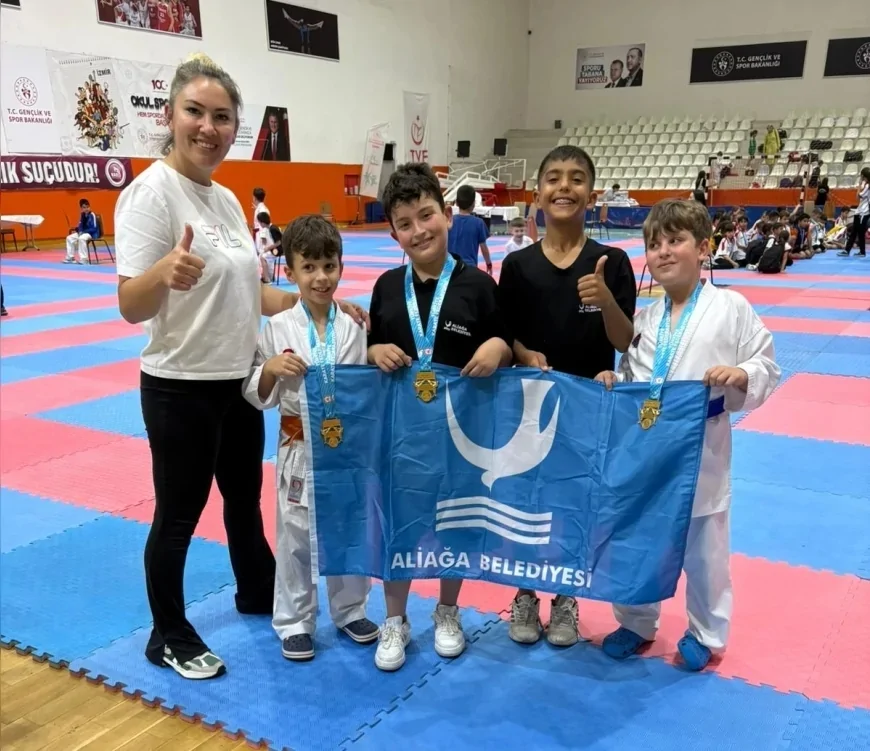 Aliağa Belediyesi Spor Okulları Karate Takımı Ege Ligi'nden 3 Altın ve Toplam 12 Madalya ile Döndü