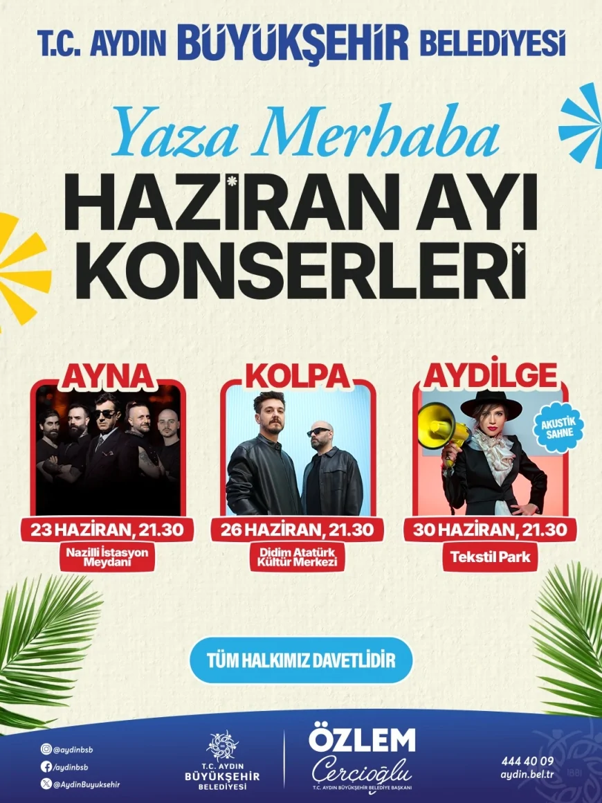 Aydın Büyükşehir Belediye Başkanı Özlem Çerçioğlu: “Yaza Merhaba Konserlerimize Tüm Vatandaşlarımızı Davet Ediyorum”