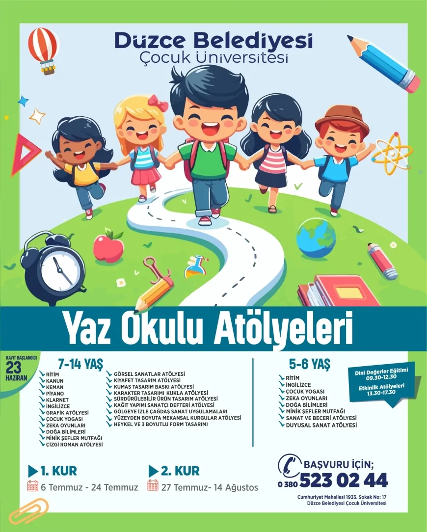 Düzce Belediyesi Çocuk Üniversitesi Yaz Okulu İçin Kayıtlar Başladı Atölyeler İki Kur Halinde Düzenlenecek
