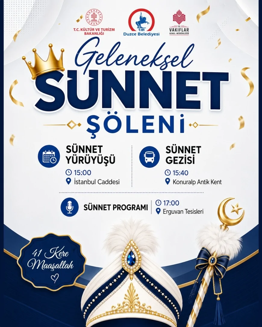 Düzce Belediyesi Geleneksel Sünnet Şöleni 30 Haziran'da kortej yürüyüşü ve etkinliklerle gerçekleştirilecek