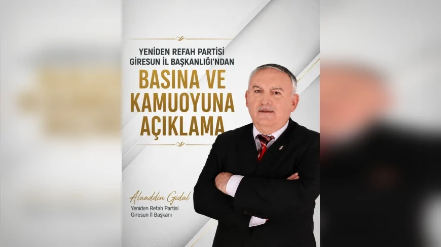 YENİDEN REFAH PARTİSİ GİRESUN İL BAŞKANI ALAADDİN GIDAL: “ALUCRA’DA YATIRIM BEKLEYEN TÜM KÖY YOLLARI BİR AN ÖNCE ÇÖZÜME KAVUŞTURULMALI”