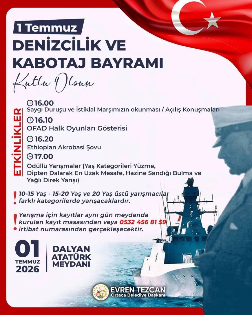 Ortaca Belediyesi, 1 Temmuz Denizcilik ve Kabotaj Bayramı’nı Dalyan’da düzenlenecek etkinliklerle kutlayacak