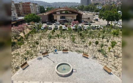 İzmir Büyükşehir Belediyesi Kemer’deki Eski Benzinlik Alanını Mikro Ormana Dönüştürdü