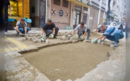 Giresun Belediyesi Kent Genelinde Yol ve Kaldırım Çalışmalarını Aralıksız Sürdürüyor
