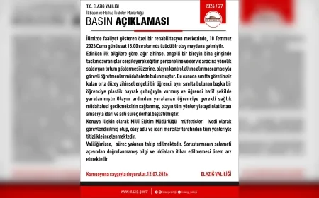 Elazığ Valiliği: “Özel rehabilitasyon merkezindeki olayla ilgili idari ve adli süreç başlatıldı”