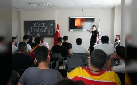 Düzce Belediyesi akaryakıt istasyonu çalışanlarına yönelik yangın güvenliği eğitiminde 250 personele uygulamalı eğitim verdi