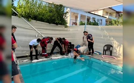 Muğla Büyükşehir Belediyesi İtfaiyesi 4 Yaşındaki Çocuğu Havuzdaki Emiş Borusundan Titiz Çalışmayla Kurtardı