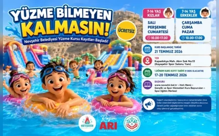 Nevşehir Belediyesi 7-14 Yaş Grubu Çocuklar İçin Ücretsiz Yüzme Kursu Kayıtlarını Başlattı