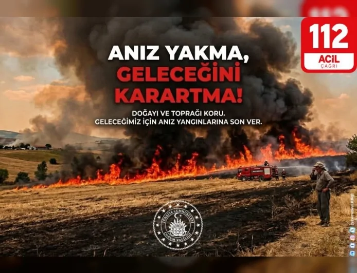 Çorum Valiliği anız yangınlarına karşı vatandaşlara duyarlılık çağrısı yaptı