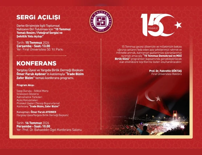 Yargıtay Üyesi Ömer Faruk Aydıner, Elazığ'da "İrade Bizim Zafer Bizim" konferansına katılacak