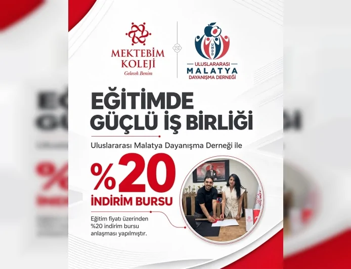 Uluslararası Malatya Dayanışma Derneği ile Mektebim Koleji arasında üyelere yüzde 20 eğitim indirimi sağlayan iş birliği protokolü imzalandı