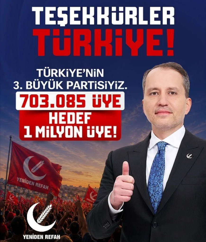 YENİDEN REFAH PARTİSİ GENEL BAŞKANI DR. FATİH ERBAKAN: "MİLLETİMİZ YENİDEN REFAH PARTİSİ'Nİ TÜRKİYE'NİN UMUDU VE GERÇEK ALTERNATİFİ OLARAK GÖRMEKTEDİR"