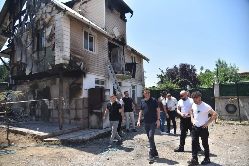 Başkan Özlü’den Yangında Evi Hasar Gören Vatandaşa Geçmiş Olsun Ziyareti