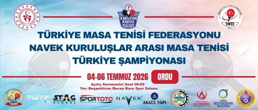 Kurum ve Kuruluşlararası Masa Tenisi Türkiye Şampiyonası Ordu’da 77 Takım ve Yaklaşık 300 Sporcunun Katılımıyla Başlıyor