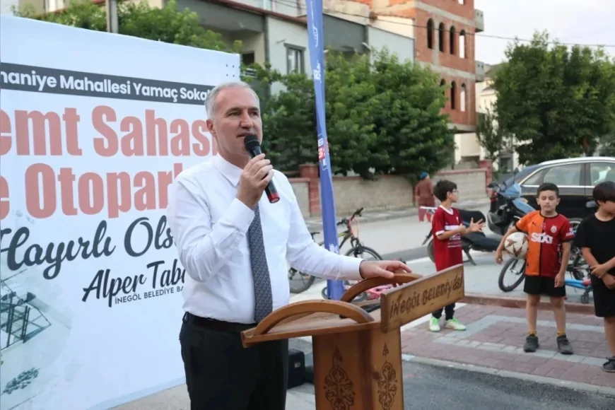 İnegöl Belediye Başkanı Alper Taban: “Süleymaniye Mahallemize kazandırdığımız semt sahası ve otopark hayırlı olsun”