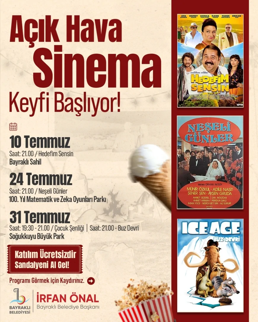 Bayraklı Belediye Başkanı İrfan Önal: “Açık Hava Sinema Günleri ile kültür ve sanatı mahallelerimize taşıyoruz”