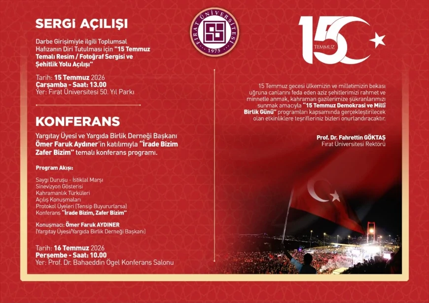 Yargıtay Üyesi Ömer Faruk Aydıner, Elazığ'da "İrade Bizim Zafer Bizim" konferansına katılacak