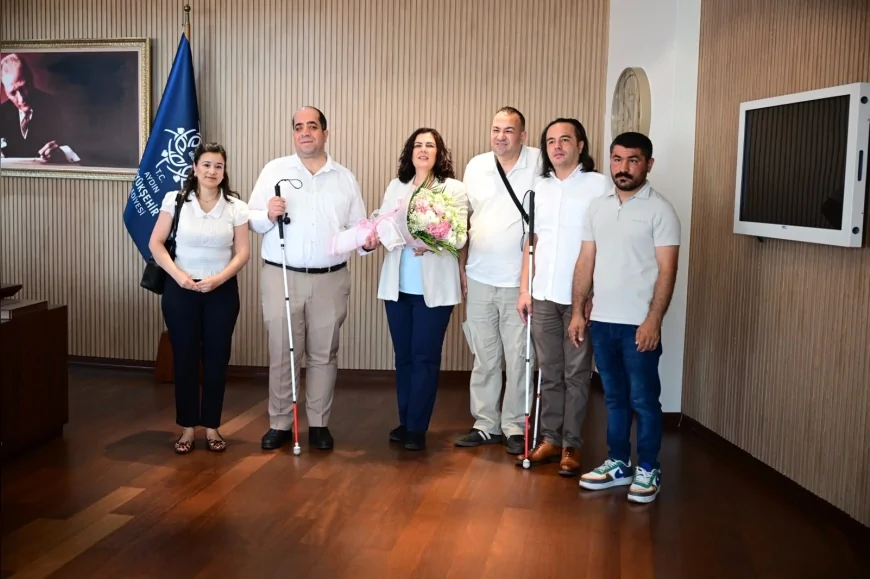 Aydın Büyükşehir Belediye Başkanı Özlem Çerçioğlu, Altı Nokta Körler Derneği Aydın Şubesi'ni ağırladı