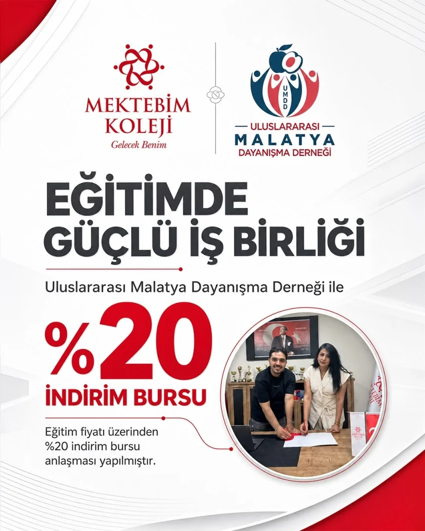 Uluslararası Malatya Dayanışma Derneği ile Mektebim Koleji arasında üyelere yüzde 20 eğitim indirimi sağlayan iş birliği protokolü imzalandı