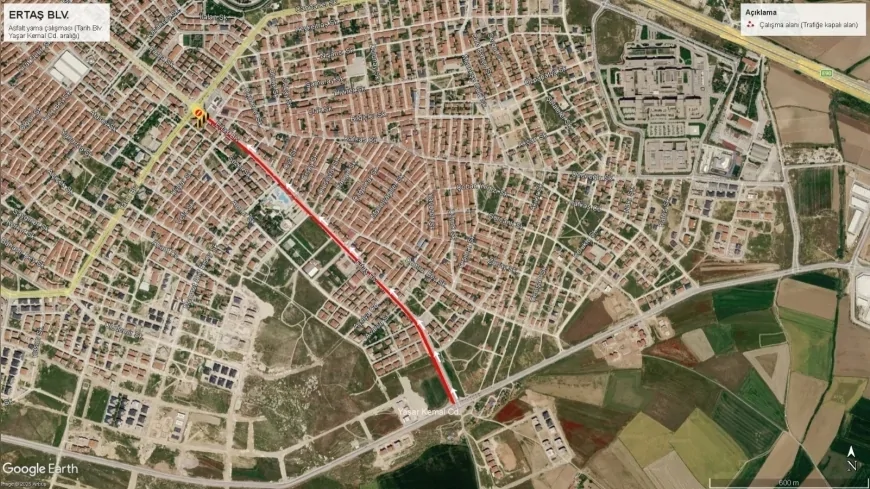 Eskişehir Büyükşehir Belediyesi Ertaş Bulvarı'nda üç etaplı bakım çalışması başlatıyor, sürücülere alternatif güzergâh uyarısı