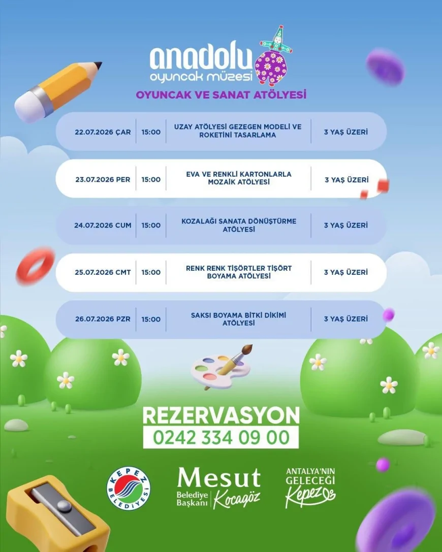 Kepez Belediyesi Anadolu Oyuncak Müzesi'nde çocuklar 22-26 Temmuz tarihleri arasında sanat atölyelerinde buluşacak