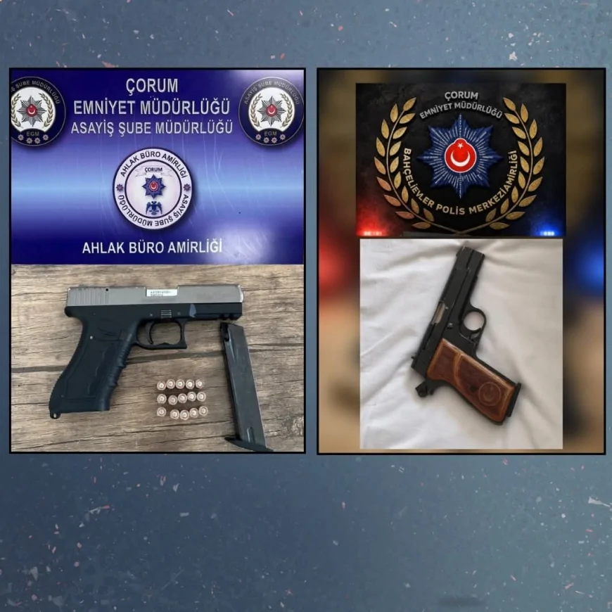 ÇORUM EMNİYET MÜDÜRLÜĞÜ 1 HAFTALIK ASAYİŞ UYGULAMALARINDA 9 ARANAN ŞAHSI YAKALADI 2 ATEŞLİ SİLAH ELE GEÇİRİLDİ