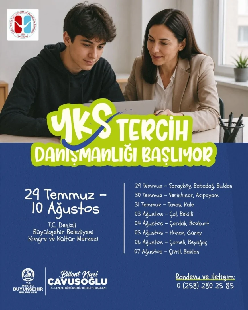 Denizli Büyükşehir Belediyesi üniversite adayları için ücretsiz YKS tercih danışmanlığı hizmeti başlatıyor