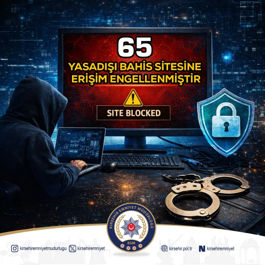 KIRŞEHİR'DE YASA DIŞI BAHİS REKLAMI YAPAN 65 İNTERNET SİTESİNE ERİŞİM ENGELİ GETİRİLDİ