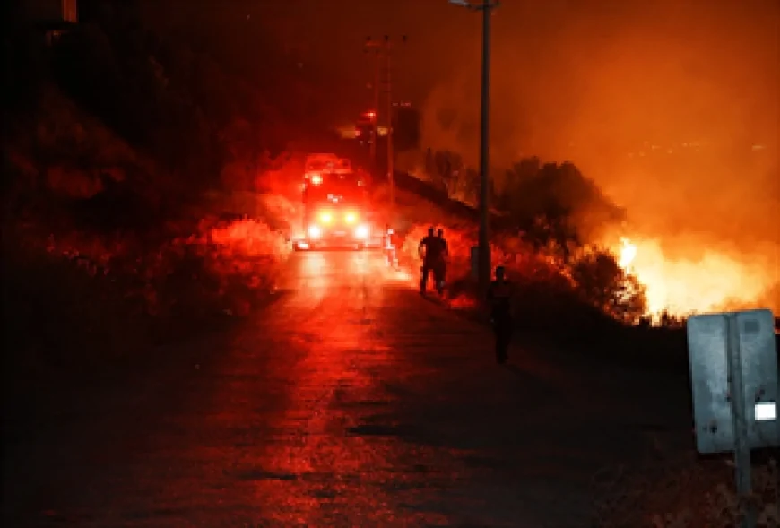 İzmir'in Bergama İlçesinde Orman Yangınına Yoğun Müdahale Yerleşim Alanları Koruma Altına Alındı