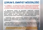 Çorum İl Emniyet Müdürlüğü 1 Haftada Haklarında Yakalama Kararı Bulunan 19 Şahsın Yakalandığını Açıkladı