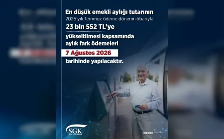 Sosyal Güvenlik Kurumu en düşük emekli aylığı fark ödemelerinin 7 Ağustos 2026'da yapılacağını açıkladı