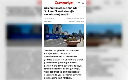 Siyaset Bilimi Uzmanı ve Gazeteci Kadriye Şahin'in NATO Zirvesi Değerlendirmeleri Cumhuriyet Gazetesi'nde Yayımlandı