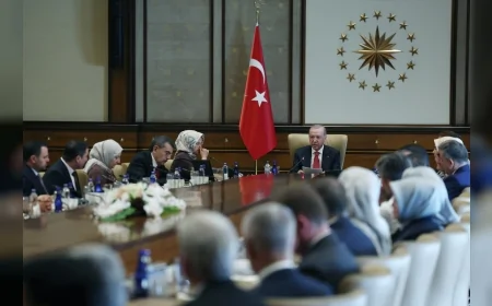 Cumhurbaşkanı Recep Tayyip Erdoğan, Kahramanmaraş'taki okul saldırısında hayatını kaybedenlerin ailelerini Cumhurbaşkanlığı Külliyesi'nde kabul etti