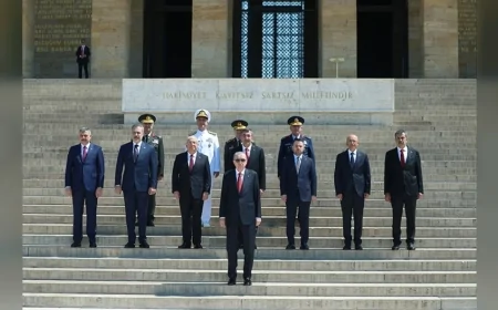 Cumhurbaşkanı Recep Tayyip Erdoğan, Yüksek Askerî Şûra Toplantısı öncesinde YAŞ üyeleriyle Anıtkabir’i ziyaret etti